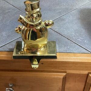 Gold Snowman Stocking Holder